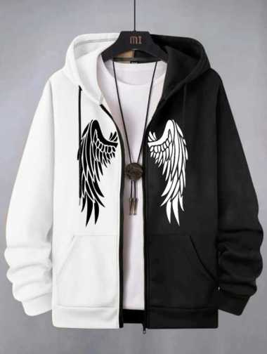 MILLION -Sweater Hoodie Angel Wings Pria Wanita Outerwear Lengan Panjang Putih Hitam M-L