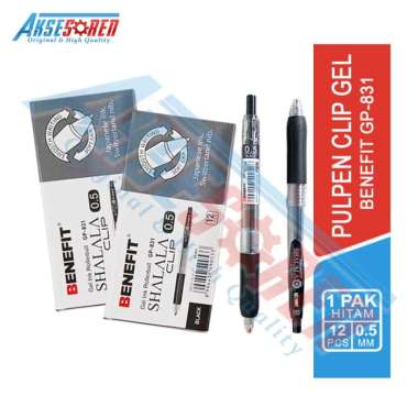 Aksesoren Balpen Gel Ink Benefit Shalala Clip [GP-831/1 Pack/12 Pcs] / Ballpoint Klik / Perlengkapan