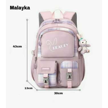 Tas Ransel TK SD SMP Tas Kelinci Polos Tas Anak Perempuan Tas Sekolah - Pink Ungu