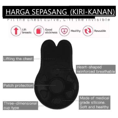 Bra Push Up Tempel Backless Tanpa Tali Bra Silicone Gel HITAM