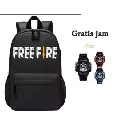 Tas ransel anak ff ter tas sekolah freefire ff hitam+jam