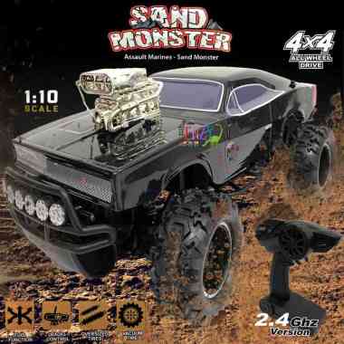 Mainan Mobil Jeep Remote Control Sand Monster Rc Rock Crawler OffRoad Jumbo 1:10 RDR1053 HITAM