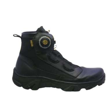 MIVASO - Sepatu PDL PDH Tali Putar Tinggi 6 inch Model Midcut V1 Kulit Asli Hitam Doff 44 Midcut