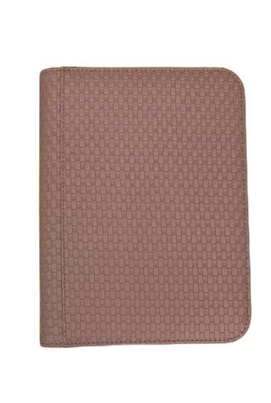 ZB 9 Pocket Woven Leather Zip Binder Album Brown