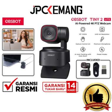 JPC KEMANG OBSBOT TINY 2 LITE AI-Powered PTZ 4K Webcam Portable Web Cam GARANSI RESMI StandardPackag