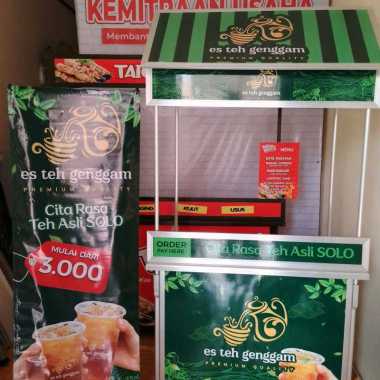 Booth Portable Meja Lipat Rombong bahan aluminium ukuran 1 meter dilengkapi Atap Segitiga dan Roda s