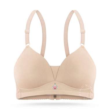Wimiu BH Bra Wanita BH Tanpa Kawat Busa Tipis 3 Kaitan Bra 100211 Cream 38