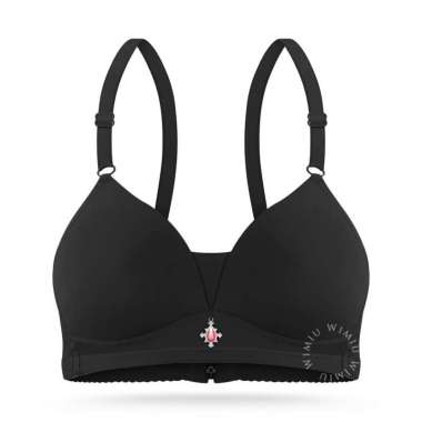 Wimiu BH Bra Wanita BH Tanpa Kawat Busa Tipis 3 Kaitan Bra 100211 Black 42