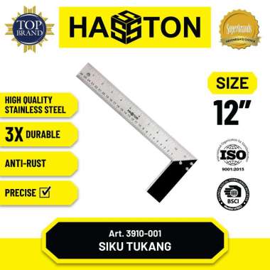 Hasston Siku Tukang Stainless Steel / Penggaris Siku (3910) 12 inch