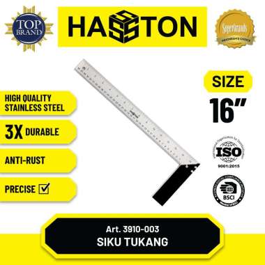 Hasston Siku Tukang Stainless Steel / Penggaris Siku (3910) 16 inch