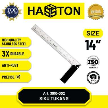 Hasston Siku Tukang Stainless Steel / Penggaris Siku (3910) 14 inch