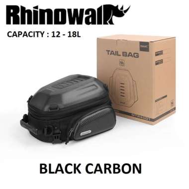 Tas Motor Belakang Rhinowalk MTR4001 Hard Shell Tailbag Motorcycle 12-18L Waterproof BLACK CARBON