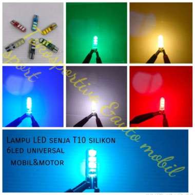 Lampu LED T10 senja kotak jelly led flash kedip 6led mobil motor Biru