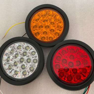 stop lamp belakang truk 12-24 volt model BULAT 16 LED Merah