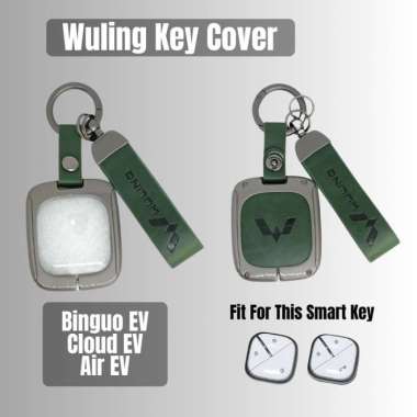 Sarung Kunci Wuling Binguo EV Cloud EV Air Ev Long Range Metal Kulit Key Cover Smart Key Hijau