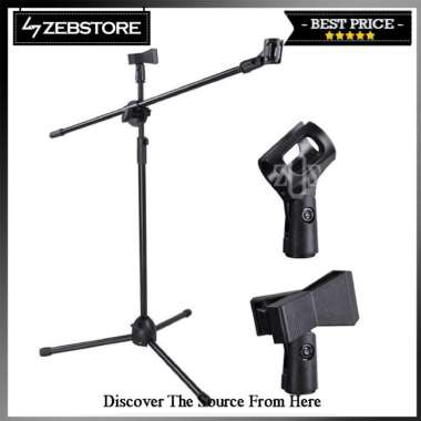 Stand Tripod Mic Microphone Berdiri Double Holder Adjustable Angle