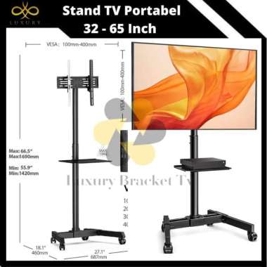 Standing tv 32" - 60" inch Bracket tv stand roda Adjustable Tilt Down