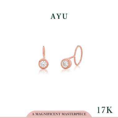 AYU Anting Emas Toge - Mini Bezel Round Loop 17K Rose Gold