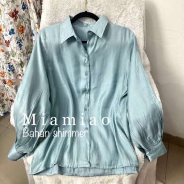SHIMMER / Kemeja Wanita Glossy / Shimmer Top Korean Style - Greentea Wardah