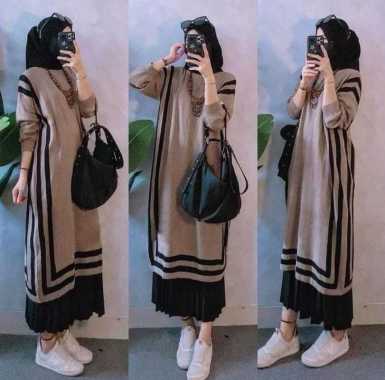 Tunik Bahan Knit -Long Tunik Knit Line - Atasan Tunik Wanita MOCCA