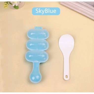 Alat Pembuat Bola Nasi Bulat / Rice Ball Shaker Cetakan nasi Bento bulat anak dengan Centong Biru Ce