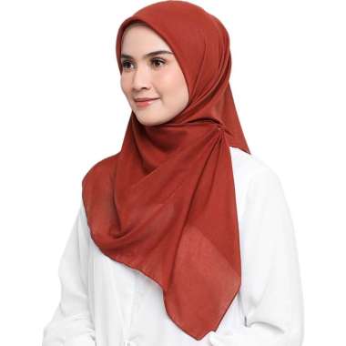 Elzatta Hijab Jilbab Segi Empat Scarf Polycotton Polos Obelia Samida 117 - Merah Bata