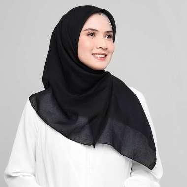 Elzatta Hijab Jilbab Segi Empat Scarf Polycotton Polos Obelia Samida 801 - Hitam