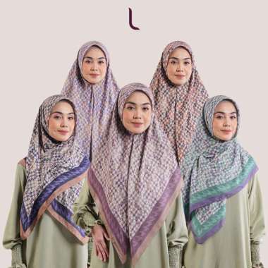 Elzatta Jilbab Segi empat Scarf Motif Premium Obelia Houndstooth Plaid Houndstooth Coklat