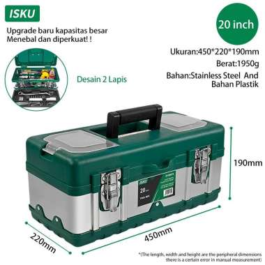 ISKU Tool box Besar Besi tahan karat box alat perkakas 20 inch 20 Inch+Xtra Packing