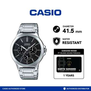 CASIO MTP-V300D-1AUDF Analog Jam Tangan Pria - Black Silver Black Silver