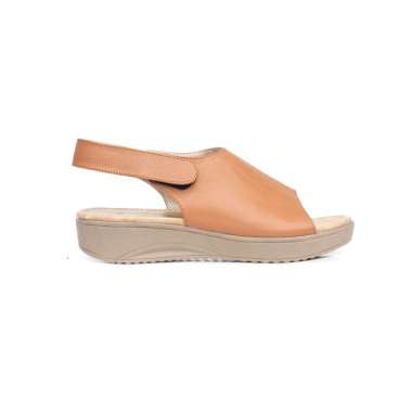 VERISH - Sepatu Sandal Wedges Wanita Kulit - Dyane 3 Cm 38 Tan