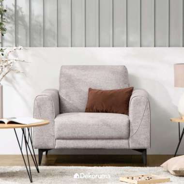 Dekoruma MIKIO Sofa Minimalis 1 Dudukan Kain / Sofa Single Kain - Abu-abu Muda