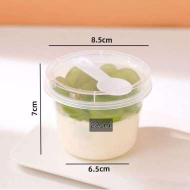 10pcs - 220ml/280ml KOREAN dessert cup sendok cup box kotak dessert kue cake puding jelly Cup BULAT,