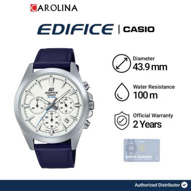 Jam Tangan Pria Casio Edifice EFV-630L-7A Chronograph White Dial Blue Leather Band