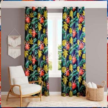 Gorden Motif Bunga Minimalis Hordeng Jendela Tirai Pintu Gordeng Mewah LP L250xT225cm Fadana