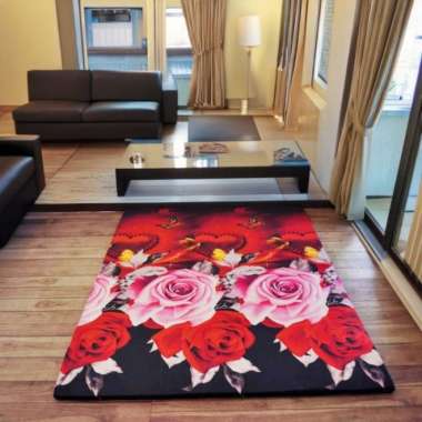 Kasur Karpet Lantai Motif Bunga Isi Busa Kuning 200x150cm LP 200x150x4cm Kayas