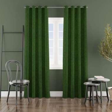 Gorden Emboss Polos Minimalis Gorden Jendela Tirai Pintu Gordeng Mewah LP 120x225cm DarkGreen