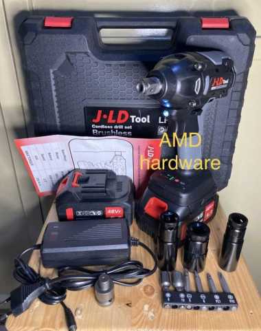 JV88 JLD Impact Wrench Cordless Brushless Buka Baut Sock Baterai 48V JLD MERAH 350Nm