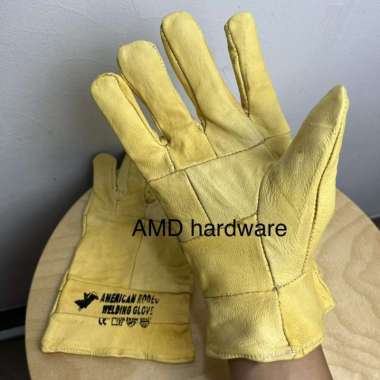Sarung Tangan Las Argon Kulit Sapi Mesin Las MIG MMA TIG 10" Lokal Kuning