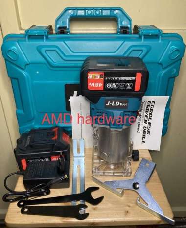 TRIMMER CORDLESS Mesin Profil Router Ukir Kayu Baterai 48V JLD J3748