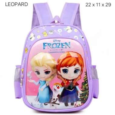 tas anak perempuan TK tas Paud tas ransel Elsa Frozen tas unicorn - Random Wenboshi Ungu Elsa