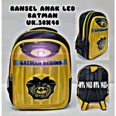 Tas Timbul Tas Ransel Anak Sekolah TK SD Lampu LED 3D SUPERHERO Kuning BATMAN