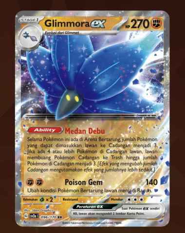Kartu Pokemon Ex RR KILAU HITAM Indonesia SV3S TCG Holo Foil Rare Ori Glimmora Ex