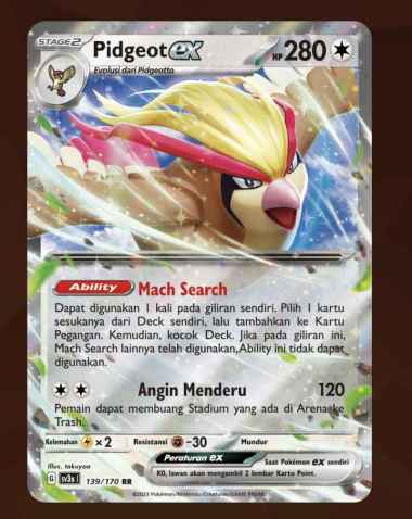 Kartu Pokemon Ex RR KILAU HITAM Indonesia SV3S TCG Holo Foil Rare Ori Pidgeot Ex