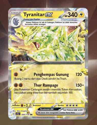 Kartu Pokemon Ex RR KILAU HITAM Indonesia SV3S TCG Holo Foil Rare Ori Tyranitar Ex