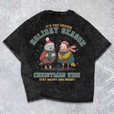 FortKlass Kaos Oversize Snow Wash HOLIDAY Kaos Oversize Washed Pria Lengan Pendek PUTIH M
