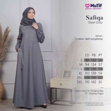 GAMIS WANITA MUTIF SAFIQA STEEL GREY // GAMIS POLOS - S L