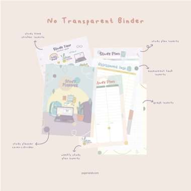 Paperie Lab - A5 Study Planner Binder Bundle Set (Full Color) Tanpa Binder