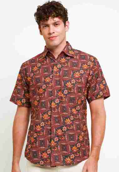 Adikusuma Hem Batik Lereng Kawung 532264020 - Abu-abu S