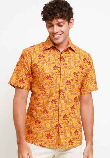 Adikusuma Hem Batik Lereng Kawung 532264020 - Kuning S